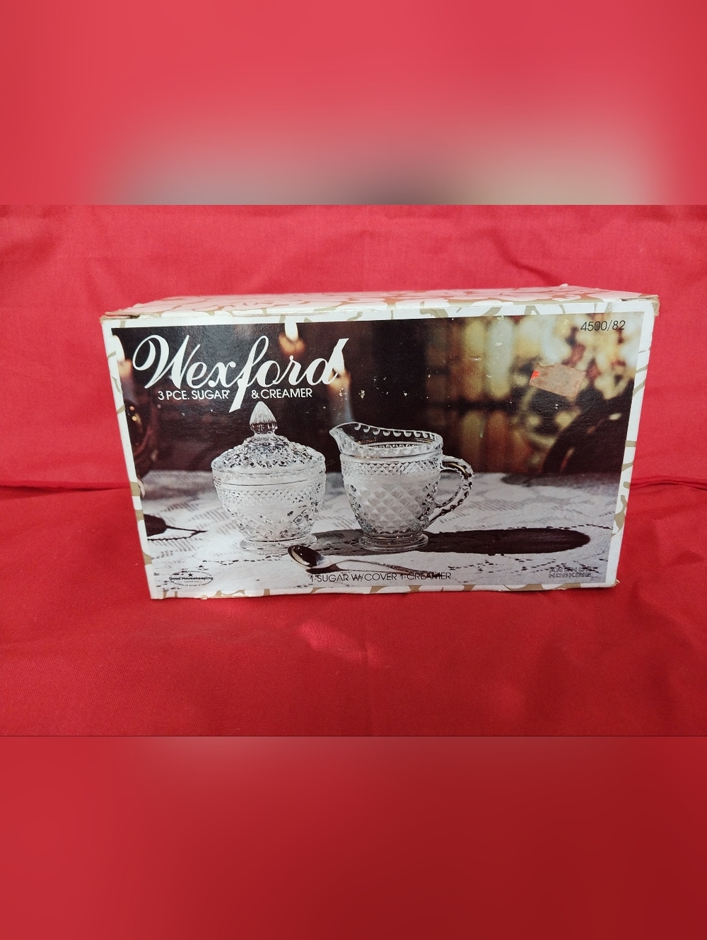 Vintage Wexford Glass Creamer & Sugar Bowl Set w/ Lid + Original Box